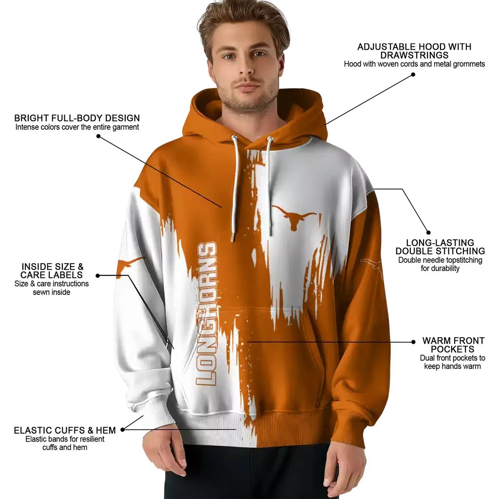 texas longhorns splatter effect orange hoodie latest model texas longhorns splatter effect orange hoodie latest model
