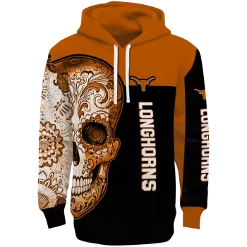 texas longhorns sugar skull orange black hoodie best selling