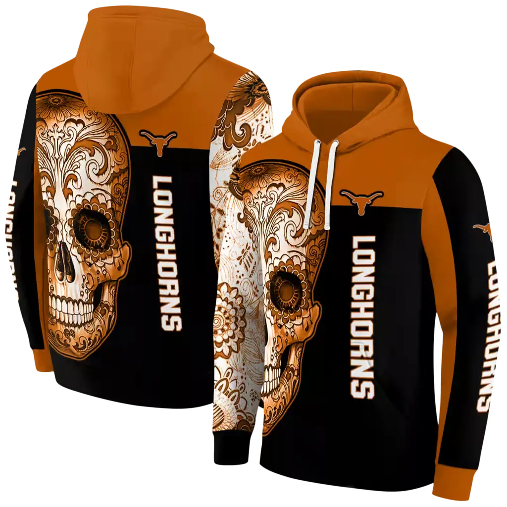 texas longhorns sugar skull orange black hoodie fashion forward texas longhorns sugar skull orange black hoodie fashion forward