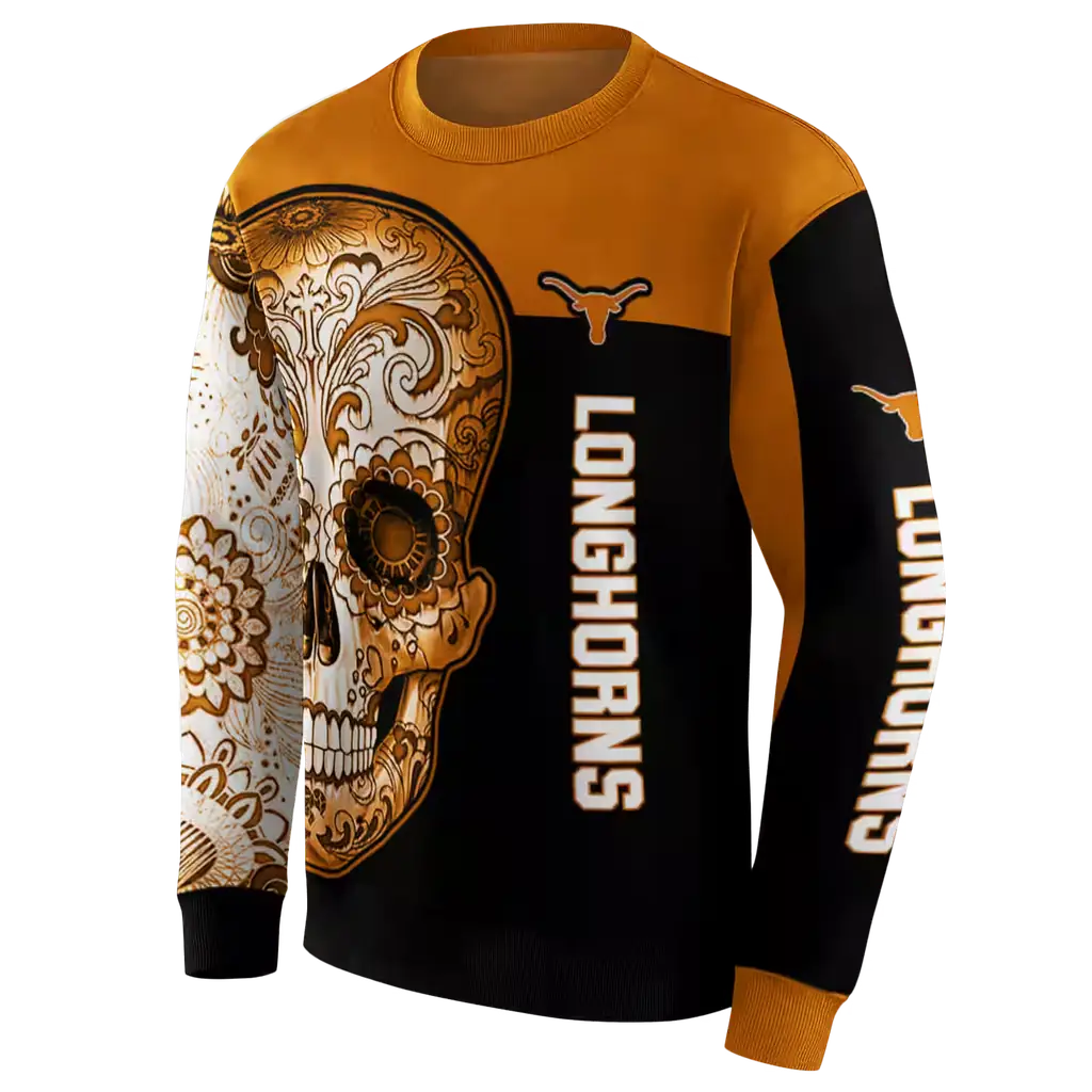 texas longhorns sugar skull orange black hoodie new arrival texas longhorns sugar skull orange black hoodie new arrival