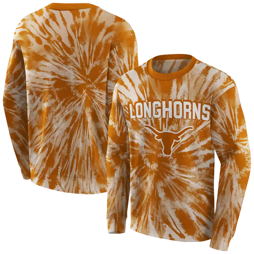 texas longhorns tie dye pattern orange hoodie premium grade texas longhorns tie dye pattern orange hoodie premium grade