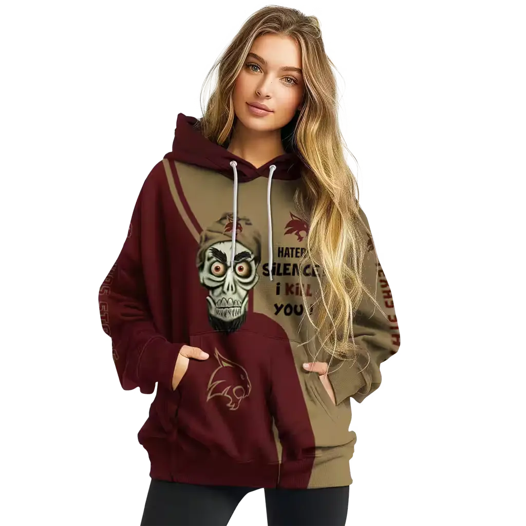 texas state bobcats achmed skull maroon hoodie high quality texas state bobcats achmed skull maroon hoodie high quality