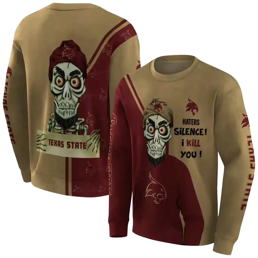 texas state bobcats achmed skull maroon hoodie premium grade texas state bobcats achmed skull maroon hoodie premium grade