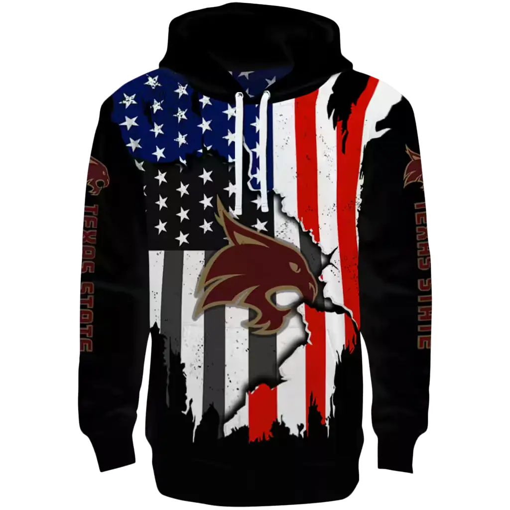texas state bobcats american pride black hoodie best selling texas state bobcats american pride black hoodie best selling
