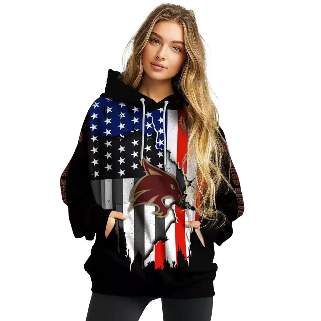 texas state bobcats american pride black hoodie high quality texas state bobcats american pride black hoodie high quality