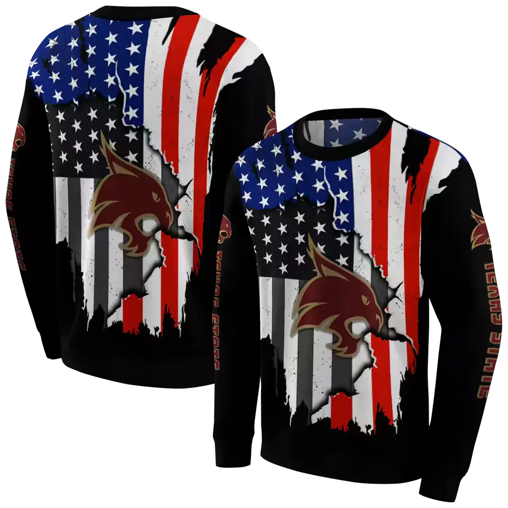 texas state bobcats american pride black hoodie premium grade texas state bobcats american pride black hoodie premium grade