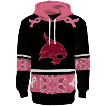 texas state bobcats awareness ribbon black pink hoodie best selling