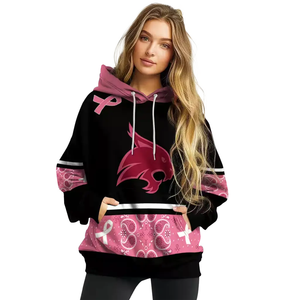 texas state bobcats awareness ribbon black pink hoodie high quality texas state bobcats awareness ribbon black pink hoodie high quality