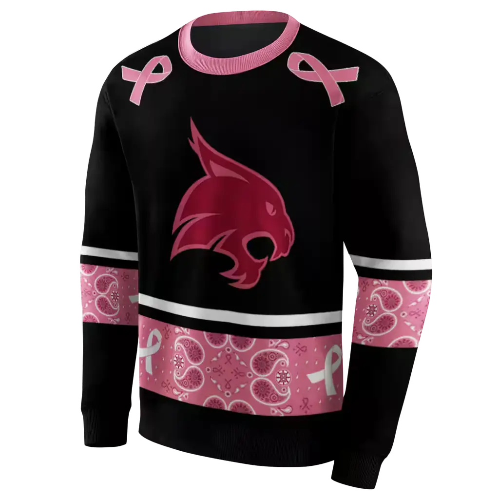 texas state bobcats awareness ribbon black pink hoodie new arrival texas state bobcats awareness ribbon black pink hoodie new arrival