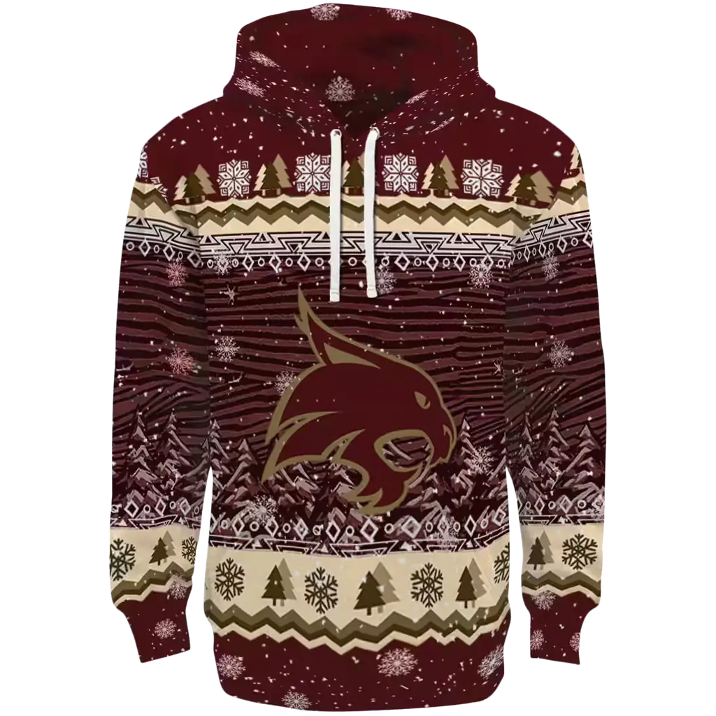 texas state bobcats christmas trees maroon hoodie best selling texas state bobcats christmas trees maroon hoodie best selling