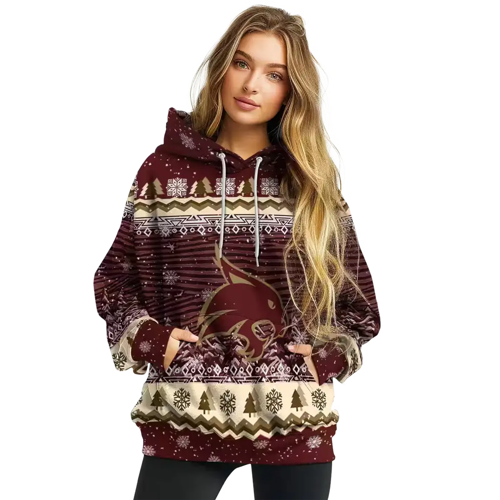 texas state bobcats christmas trees maroon hoodie high quality texas state bobcats christmas trees maroon hoodie high quality