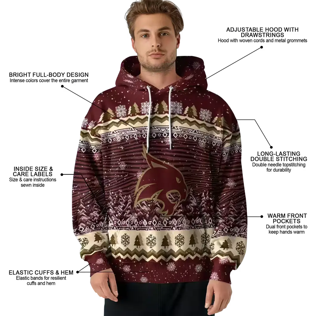 texas state bobcats christmas trees maroon hoodie latest model texas state bobcats christmas trees maroon hoodie latest model