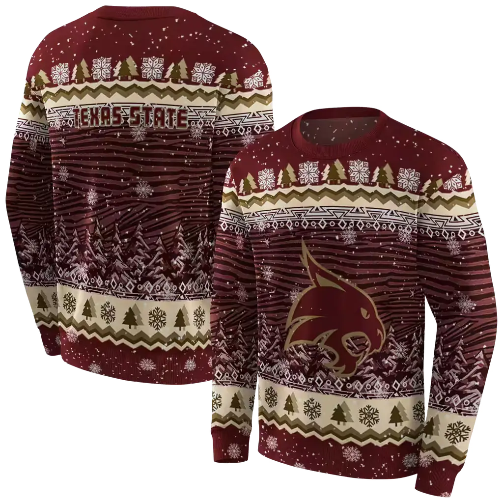 texas state bobcats christmas trees maroon hoodie premium grade texas state bobcats christmas trees maroon hoodie premium grade