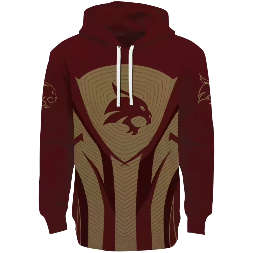 texas state bobcats concentric lines maroon black hoodie best selling texas state bobcats concentric lines maroon black hoodie best selling