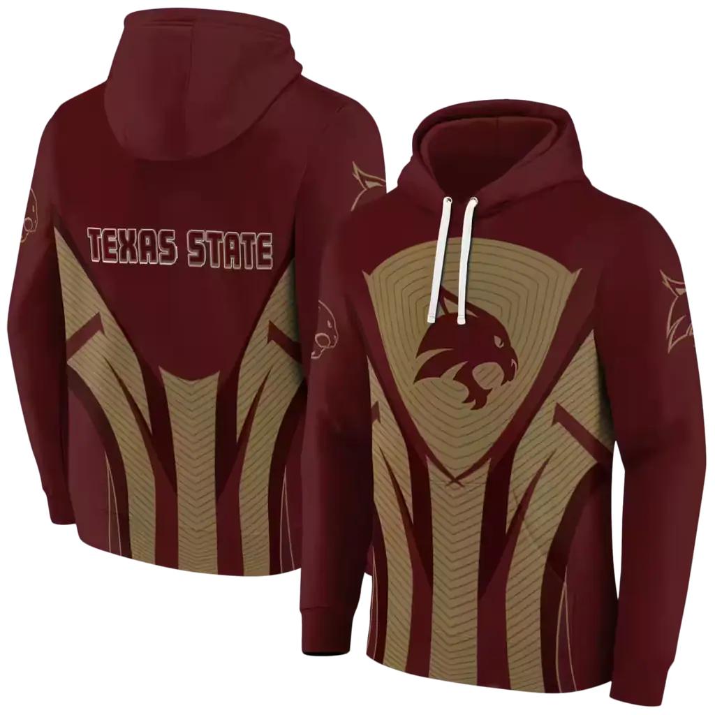 texas state bobcats concentric lines maroon black hoodie fashion forward texas state bobcats concentric lines maroon black hoodie fashion forward