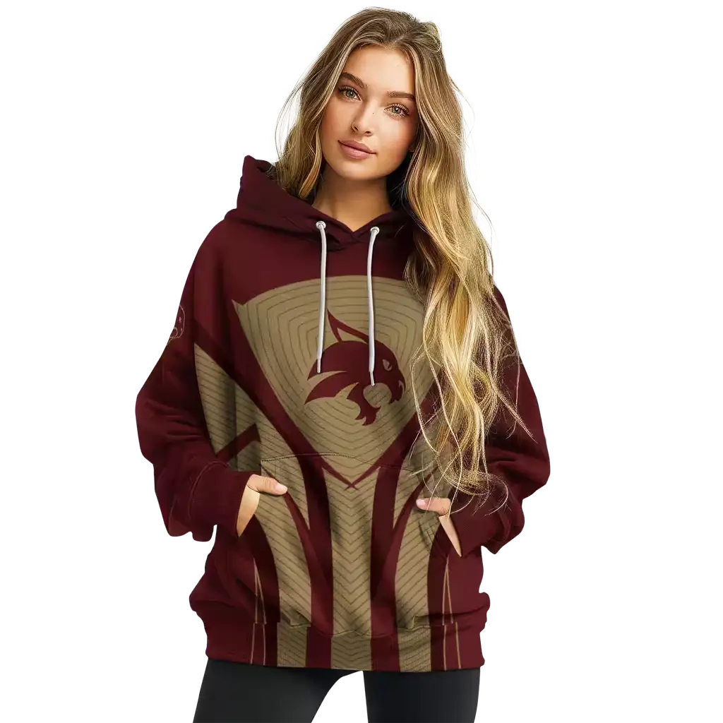 texas state bobcats concentric lines maroon black hoodie high quality texas state bobcats concentric lines maroon black hoodie high quality