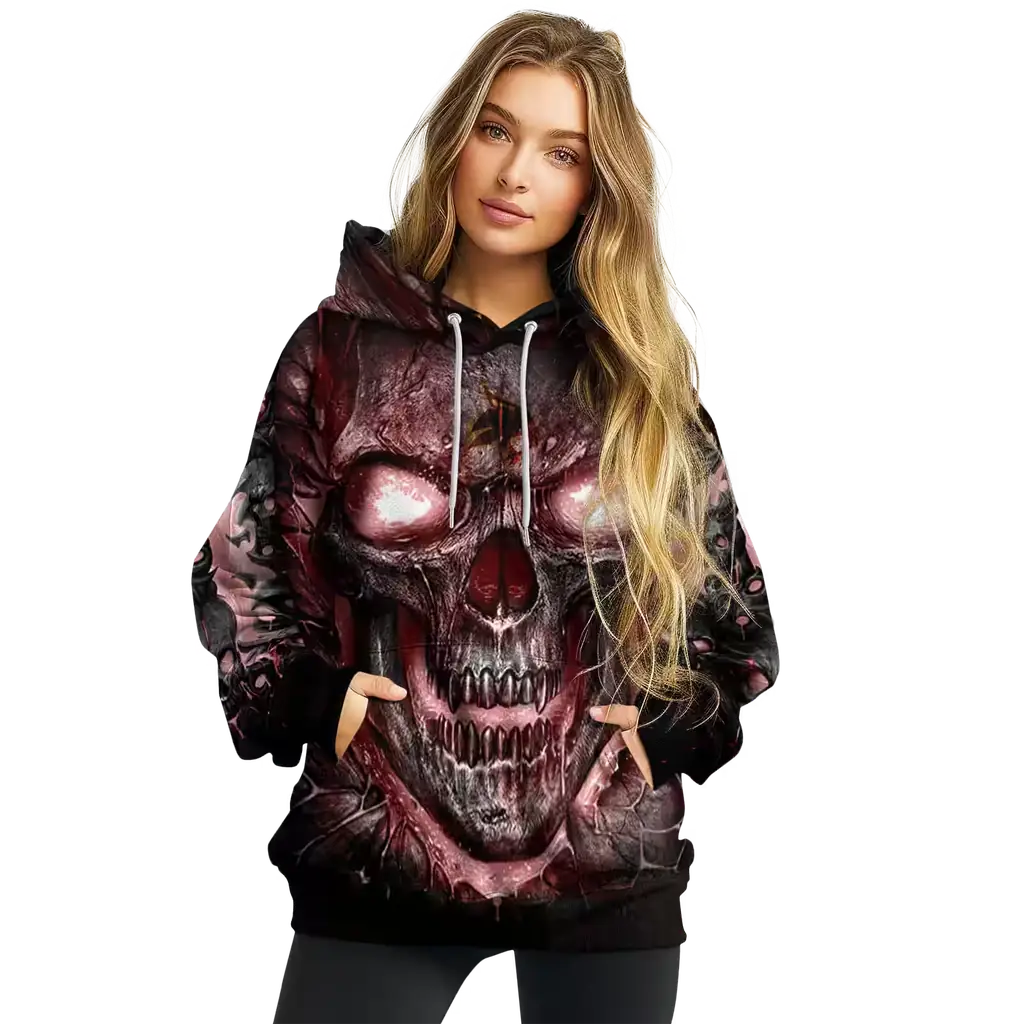 texas state bobcats demonic skull maroon black hoodie high quality texas state bobcats demonic skull maroon black hoodie high quality