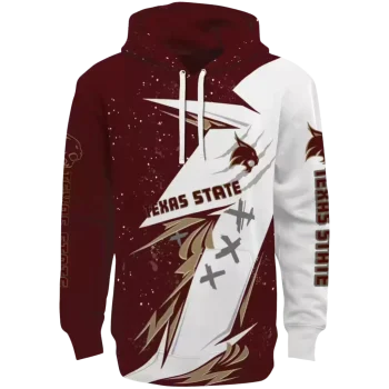 texas state bobcats dynamic slash maroon white hoodie best selling