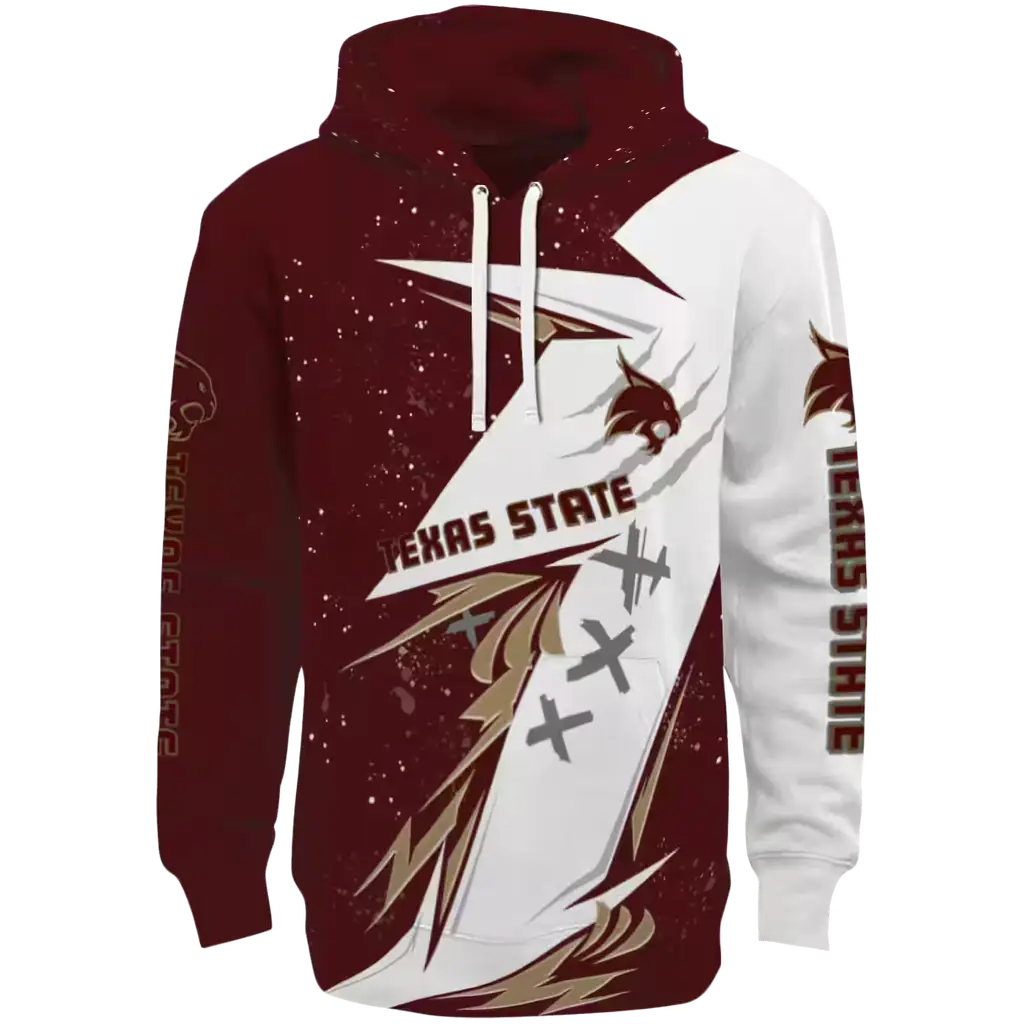 texas state bobcats dynamic slash maroon white hoodie best selling texas state bobcats dynamic slash maroon white hoodie best selling