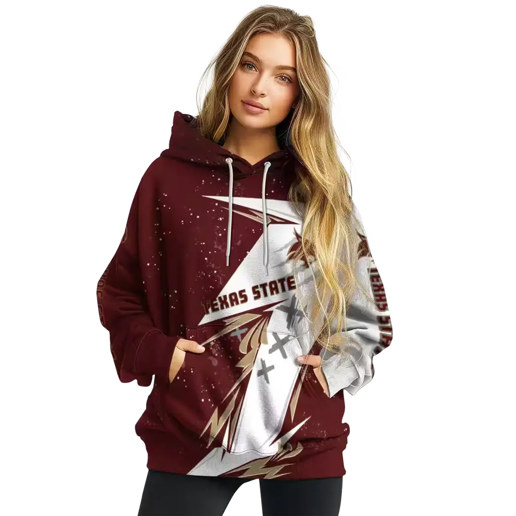 texas state bobcats dynamic slash maroon white hoodie high quality texas state bobcats dynamic slash maroon white hoodie high quality