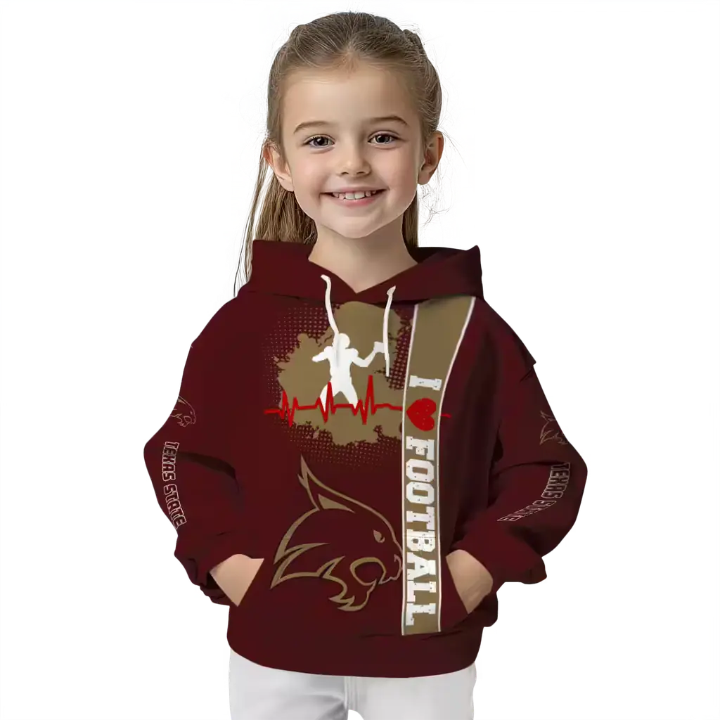 texas state bobcats football heartbeat maroon hoodie top rated texas state bobcats football heartbeat maroon hoodie top rated