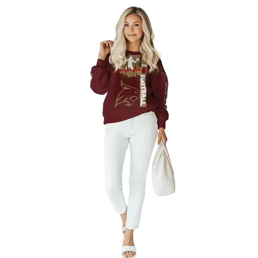 texas state bobcats football heartbeat maroon hoodie trendy texas state bobcats football heartbeat maroon hoodie trendy