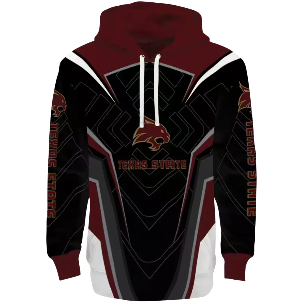 texas state bobcats futuristic pattern maroon black hoodie best selling texas state bobcats futuristic pattern maroon black hoodie best selling