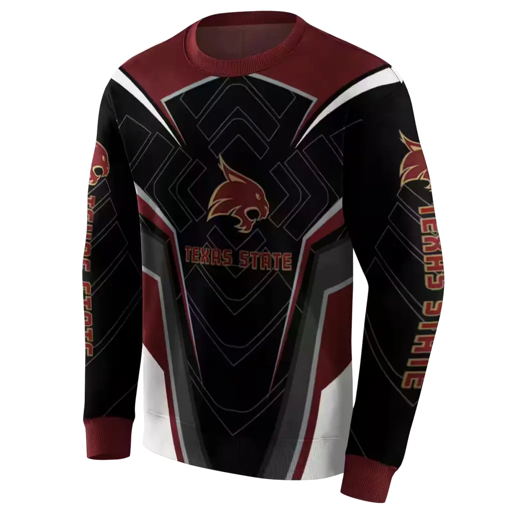 texas state bobcats futuristic pattern maroon black hoodie new arrival texas state bobcats futuristic pattern maroon black hoodie new arrival
