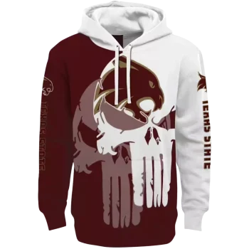 texas state bobcats graphic punisher maroon white hoodie best selling