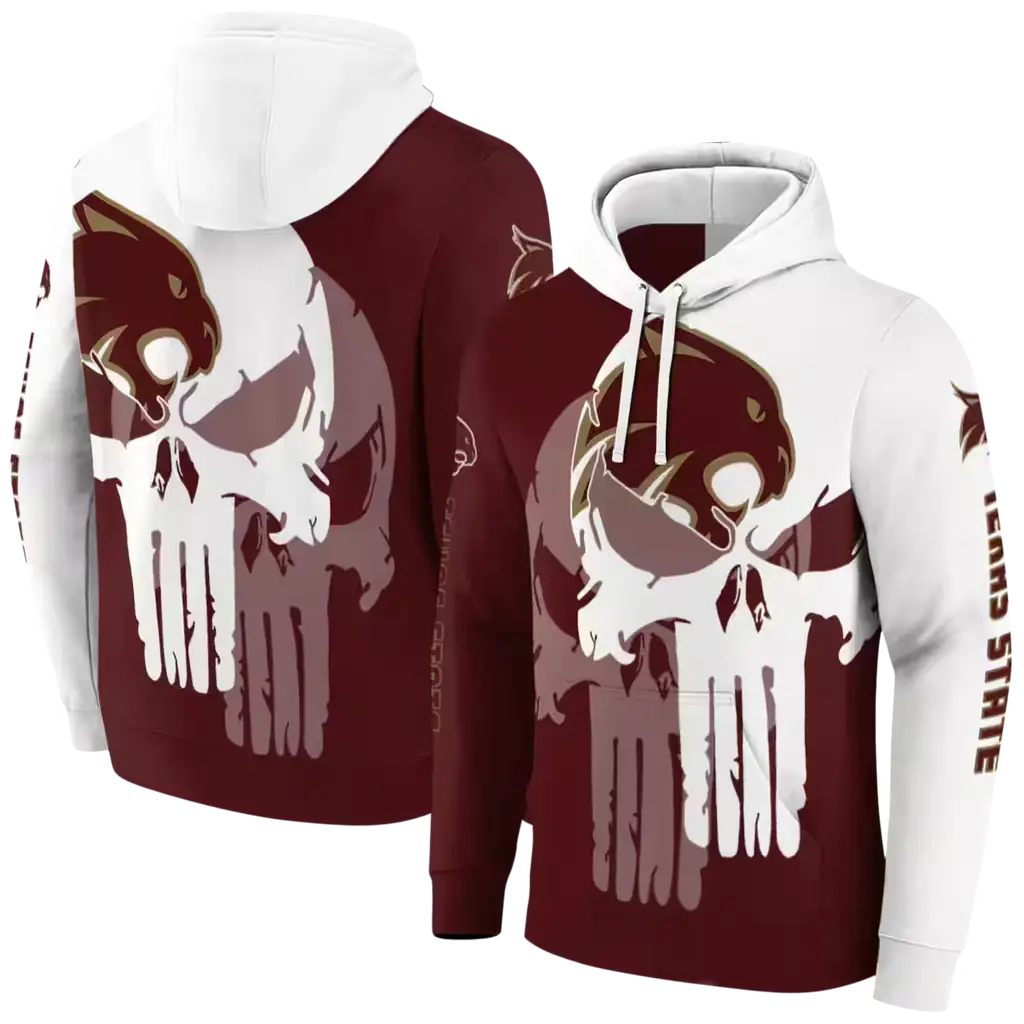 texas state bobcats graphic punisher maroon white hoodie fashion forward texas state bobcats graphic punisher maroon white hoodie fashion forward