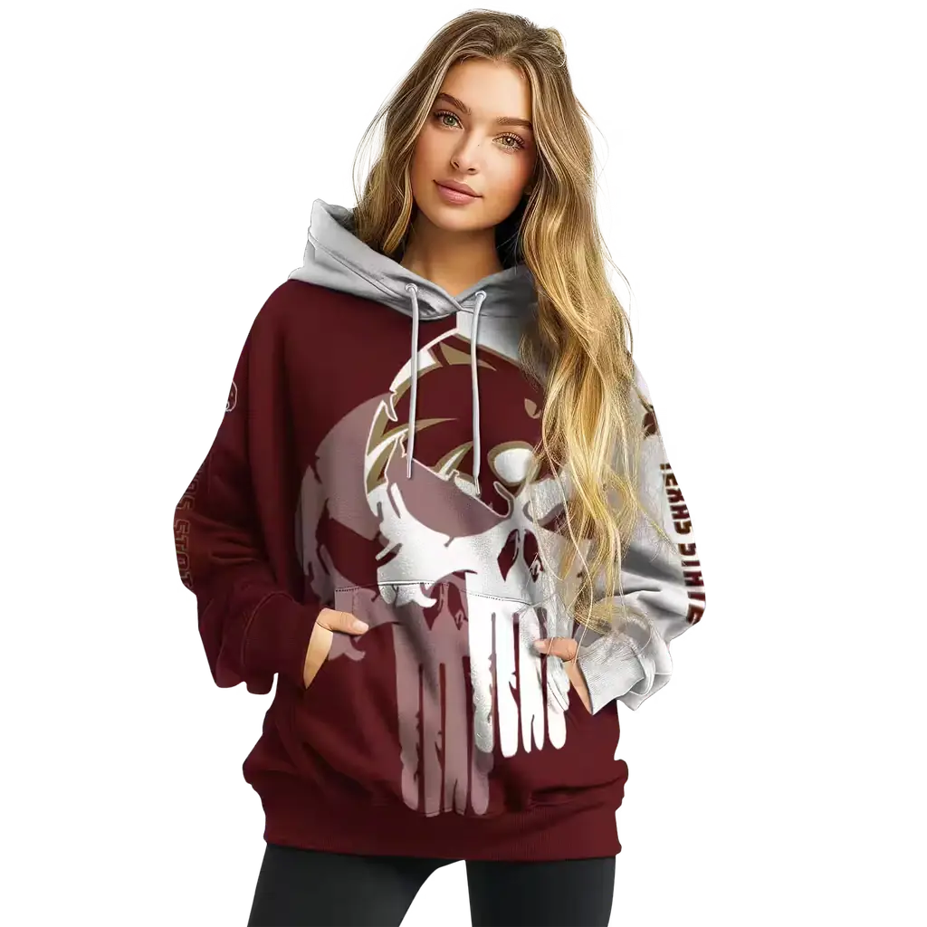 texas state bobcats graphic punisher maroon white hoodie high quality texas state bobcats graphic punisher maroon white hoodie high quality