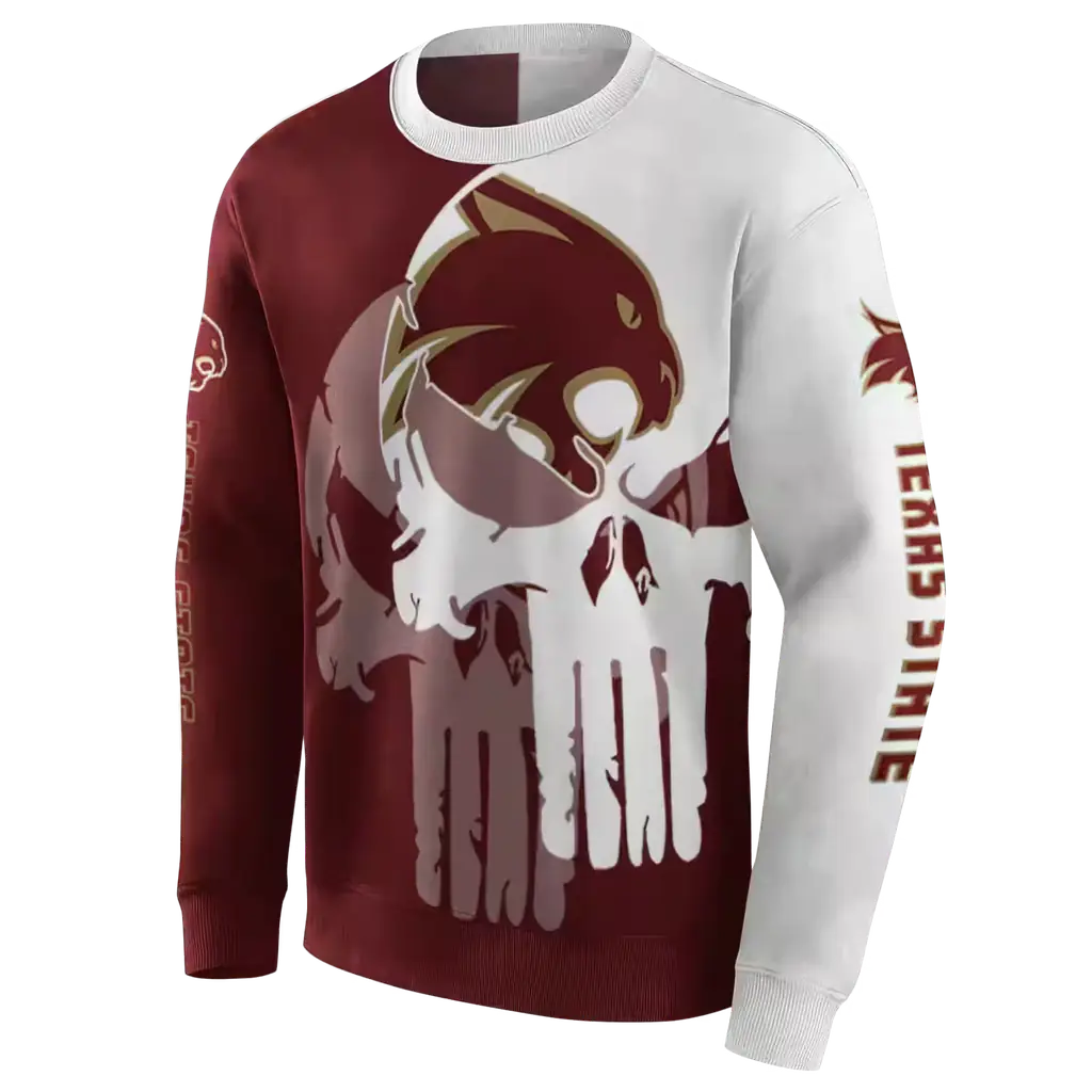 texas state bobcats graphic punisher maroon white hoodie new arrival texas state bobcats graphic punisher maroon white hoodie new arrival