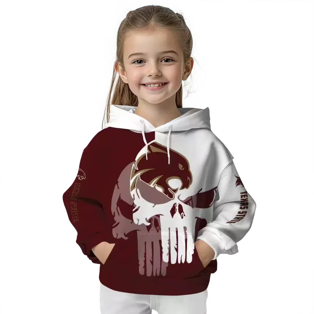 texas state bobcats graphic punisher maroon white hoodie top rated texas state bobcats graphic punisher maroon white hoodie top rated
