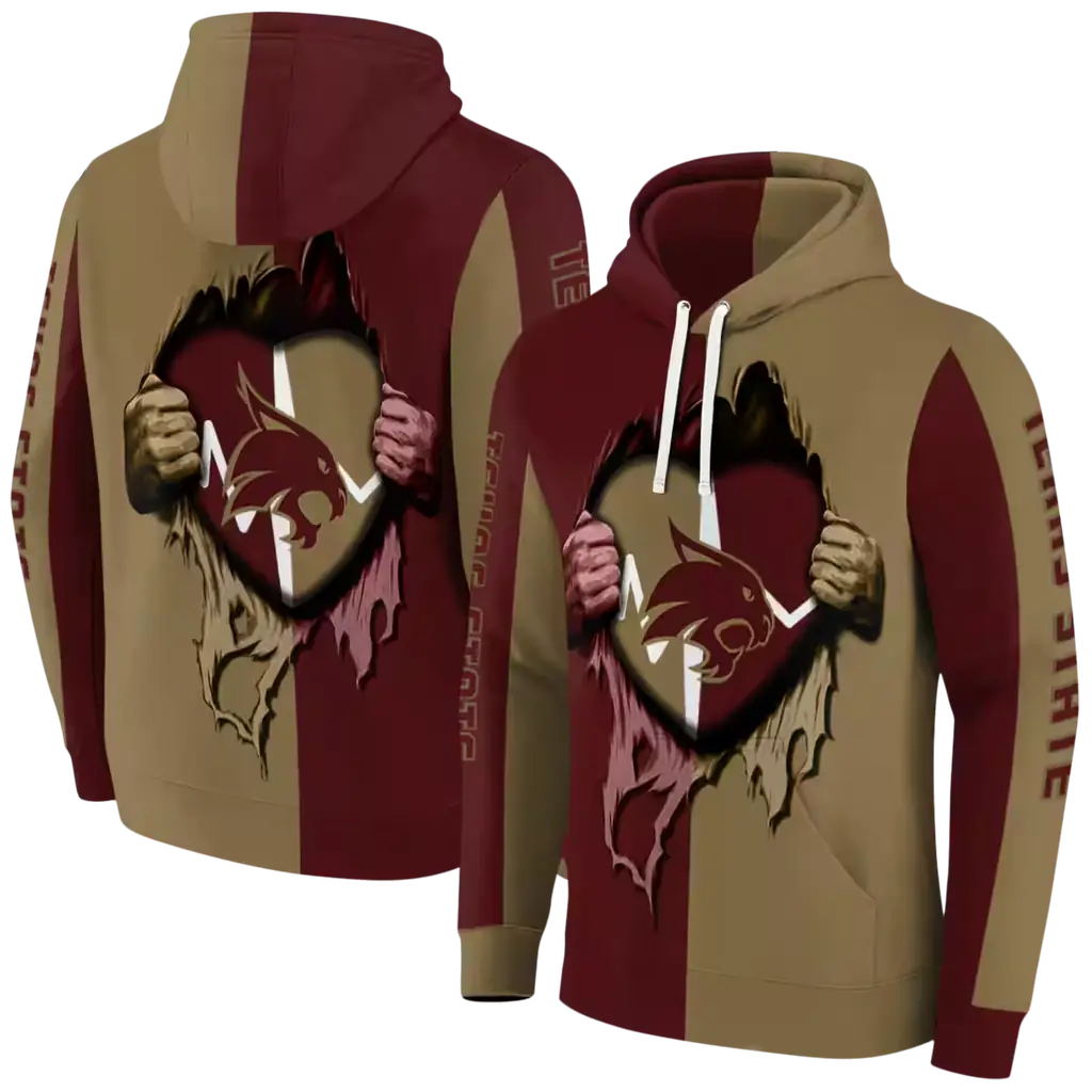 texas state bobcats heartbeat graphic maroon hoodie fashion forward texas state bobcats heartbeat graphic maroon hoodie fashion forward