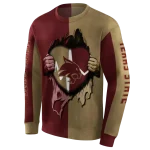 texas state bobcats heartbeat graphic maroon hoodie best selling