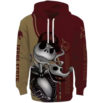 texas state bobcats jack skellington maroon hoodie best selling