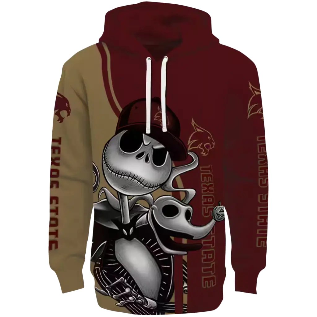 texas state bobcats jack skellington maroon hoodie best selling texas state bobcats jack skellington maroon hoodie best selling
