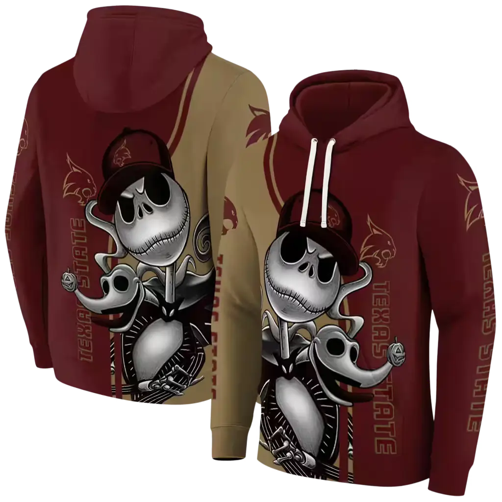 texas state bobcats jack skellington maroon hoodie fashion forward texas state bobcats jack skellington maroon hoodie fashion forward