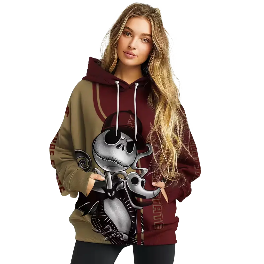texas state bobcats jack skellington maroon hoodie high quality texas state bobcats jack skellington maroon hoodie high quality