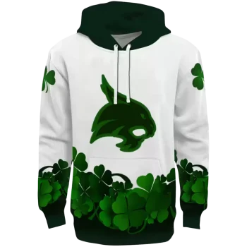 texas state bobcats lucky motif white green hoodie best selling