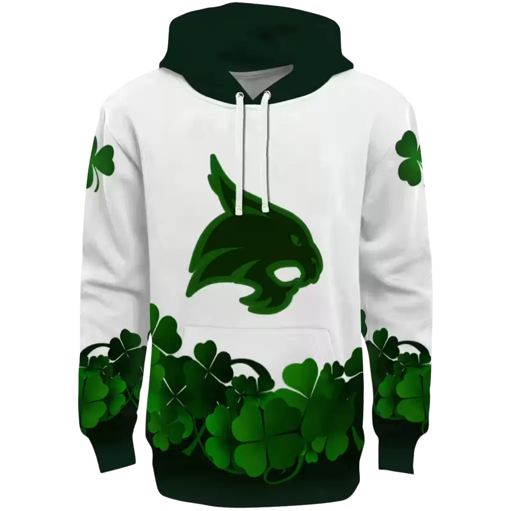 texas state bobcats lucky motif white green hoodie best selling texas state bobcats lucky motif white green hoodie best selling