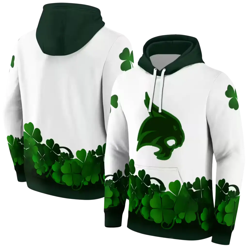 texas state bobcats lucky motif white green hoodie fashion forward texas state bobcats lucky motif white green hoodie fashion forward