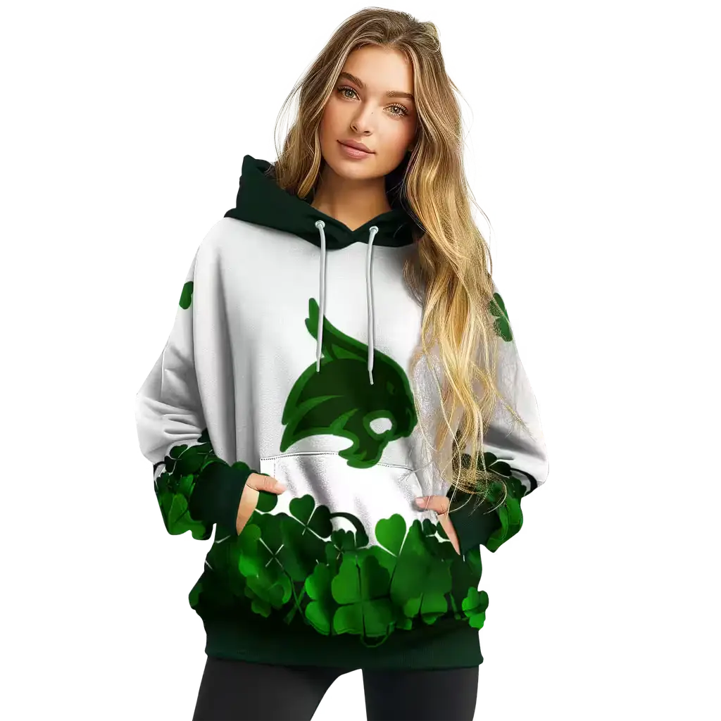 texas state bobcats lucky motif white green hoodie high quality texas state bobcats lucky motif white green hoodie high quality