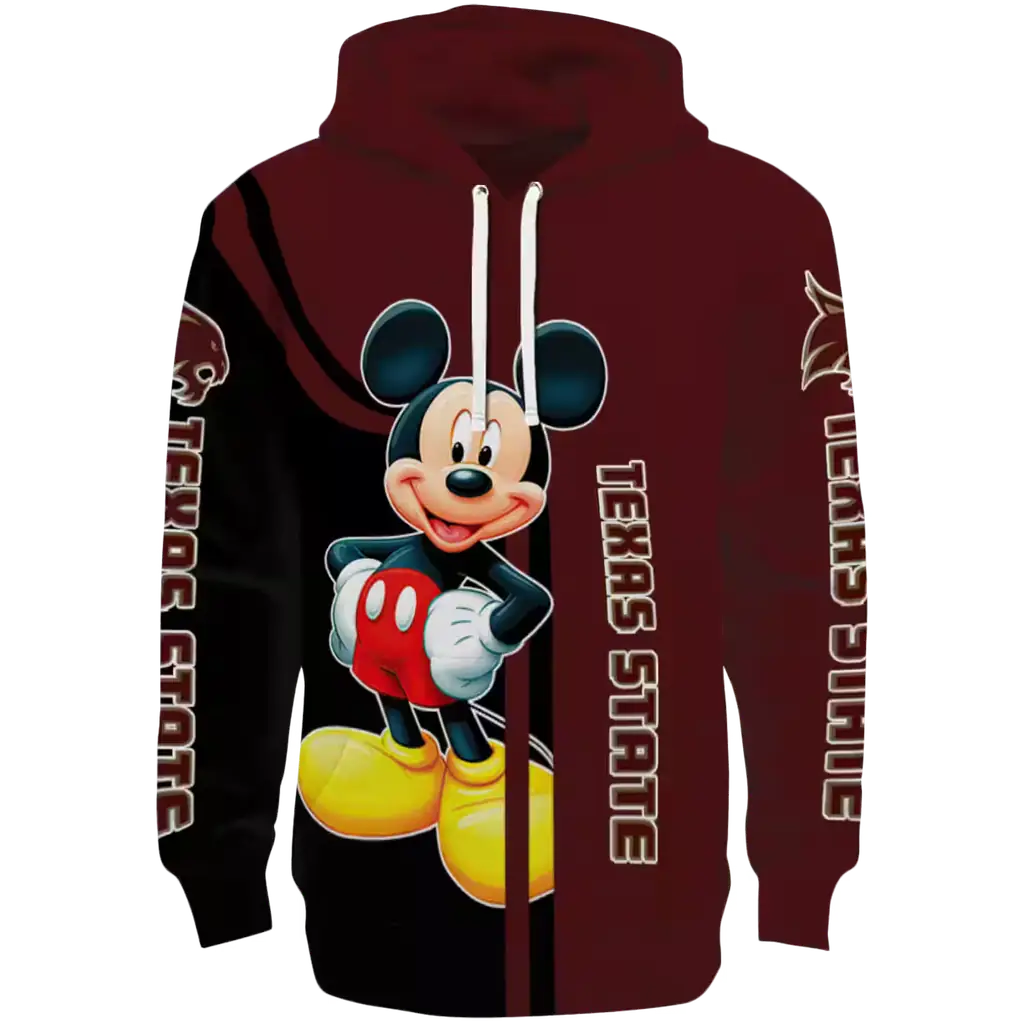 texas state bobcats mickey mouse maroon black hoodie best selling texas state bobcats mickey mouse maroon black hoodie best selling