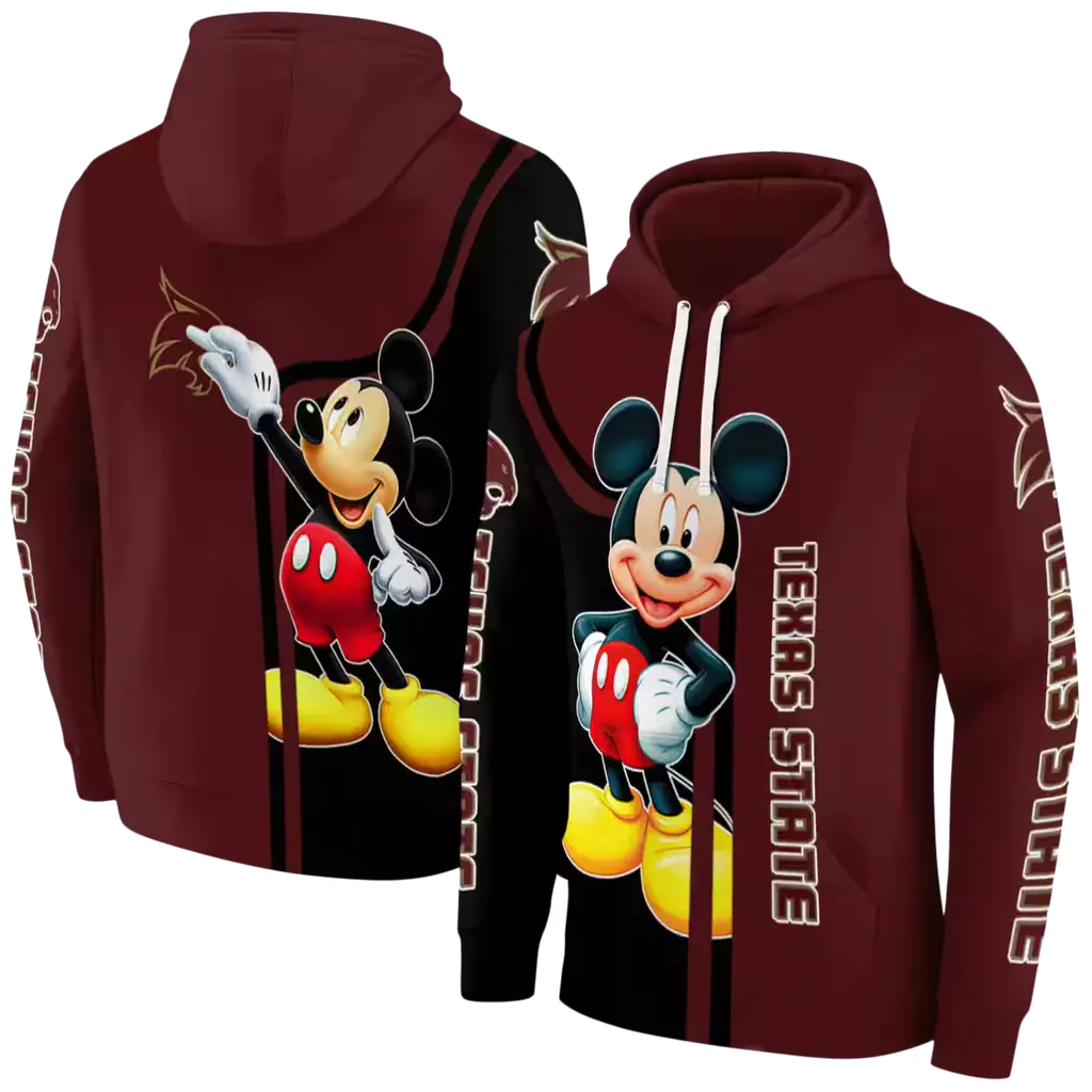 texas state bobcats mickey mouse maroon black hoodie fashion forward texas state bobcats mickey mouse maroon black hoodie fashion forward