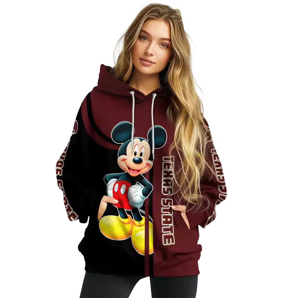 texas state bobcats mickey mouse maroon black hoodie high quality texas state bobcats mickey mouse maroon black hoodie high quality