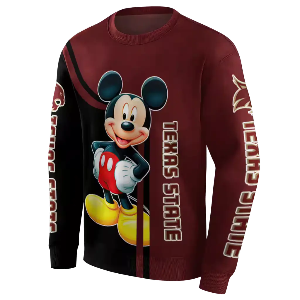 texas state bobcats mickey mouse maroon black hoodie new arrival texas state bobcats mickey mouse maroon black hoodie new arrival