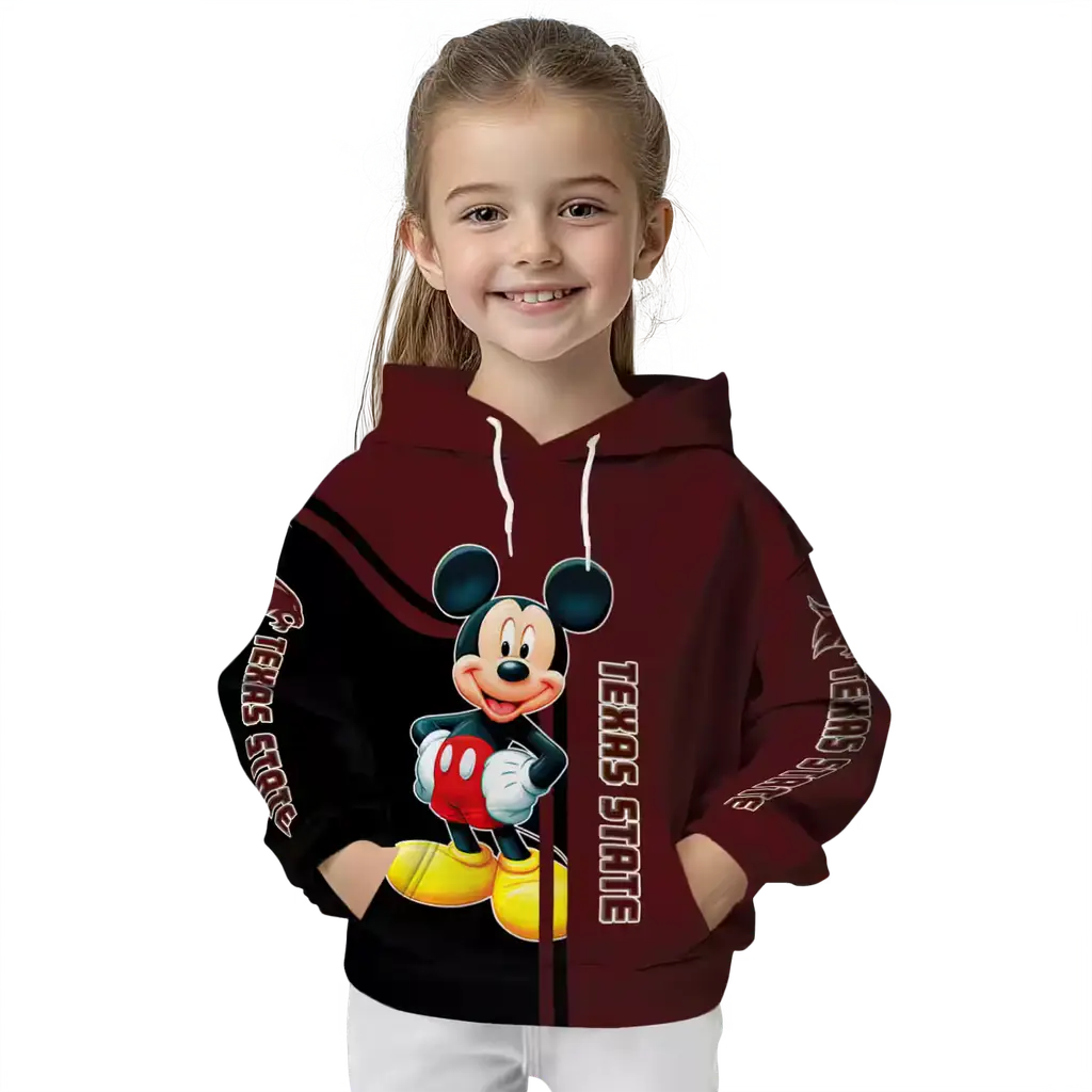 texas state bobcats mickey mouse maroon black hoodie top rated texas state bobcats mickey mouse maroon black hoodie top rated
