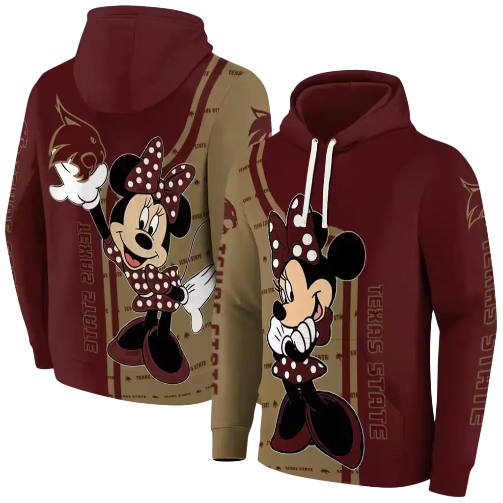 texas state bobcats minnie mouse maroon hoodie fashion forward texas state bobcats minnie mouse maroon hoodie fashion forward
