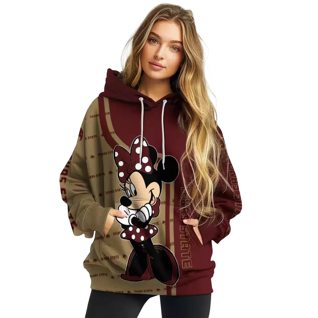 texas state bobcats minnie mouse maroon hoodie high quality texas state bobcats minnie mouse maroon hoodie high quality